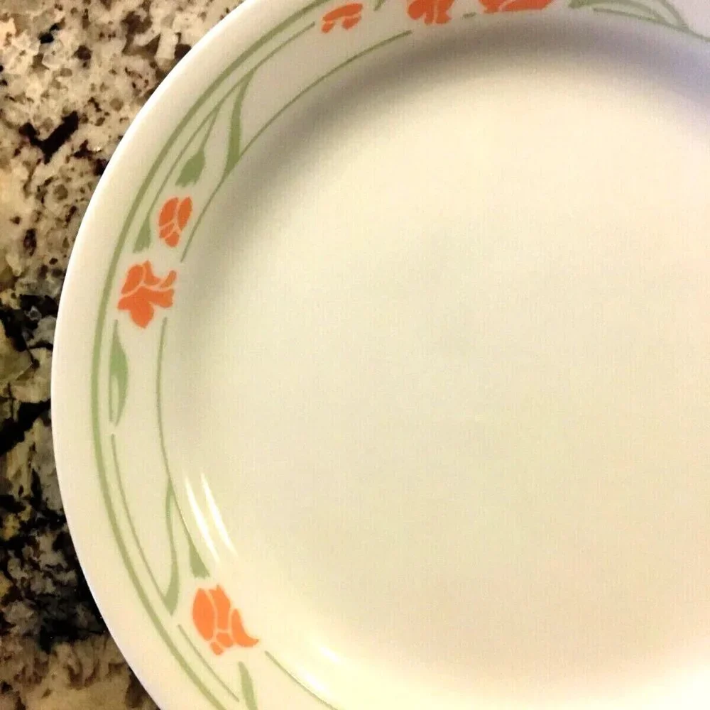 Corelle PEACH GARLAND Salad / Dessert Plates Set of 4 - 7-1/4